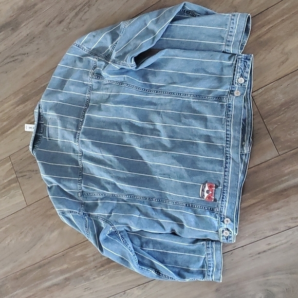 Uni Jacket 2 &Denim Mens Stripe Y2K Jean Jacket sz M - Picture 9 of 10